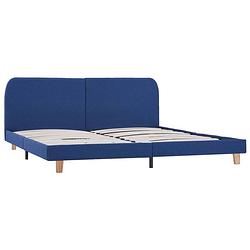 Foto van The living store bedframe klassiek blauw - 208x185x80 cm - geschikt voor matras 180x200 cm - gemaakt van hout en ijzer