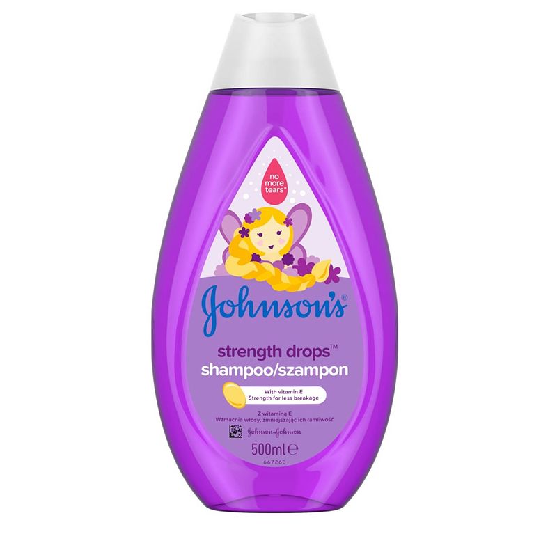 Foto van Johnson'ss strength drops babyshampoo met vitamine e 500ml