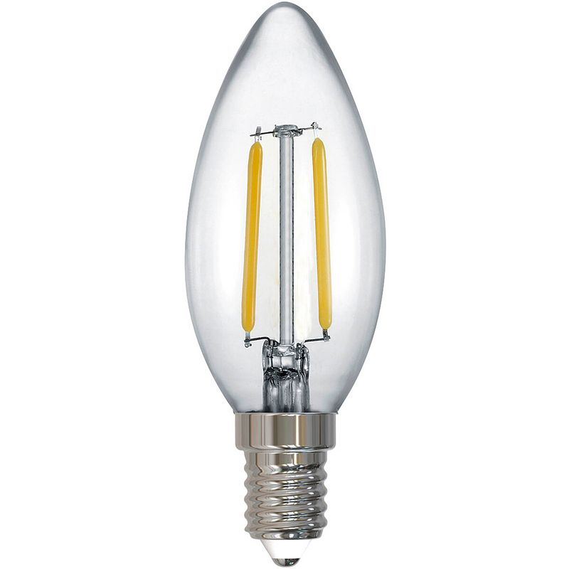 Foto van Led lamp - filament - trion kirza - e14 fitting - 2w - warm wit-2700k - transparant helder - glas