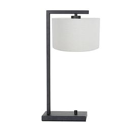 Foto van Moderne tafellamp - steinhauer - linnen - modern - e27 - l: 20cm - voor binnen - woonkamer - eetkamer - zwart