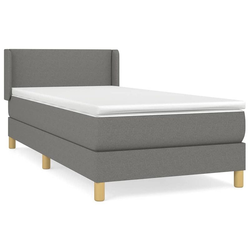 Foto van The living store boxspringbed - donkergrijs - 193 x 93 x 78/88 cm - pocketvering matras - middelharde ondersteuning -