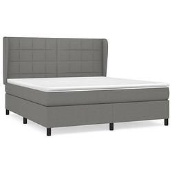 Foto van The living store boxspringbed - donkergrijs - 203 x 183 x 118/128 cm - comfortabele ondersteuning - pocketvering matras