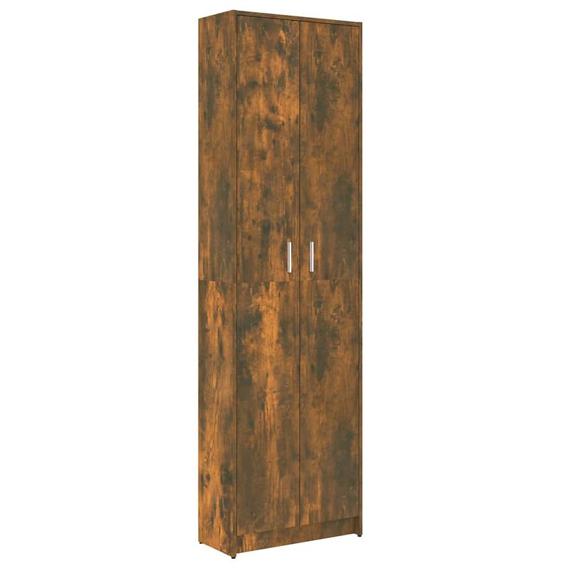 Foto van The living store gangkast 55x25x189 cm bewerkt hout gerookt eikenkleurig - kast