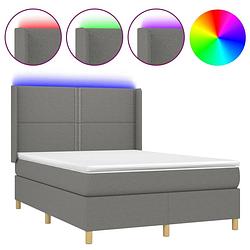 Foto van The living store boxspring bed - donkergrijs - 140x200 - met led verlichting