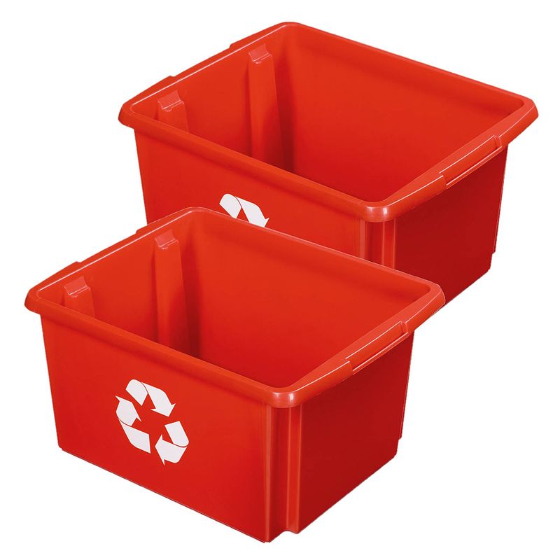 Foto van Sunware opslagbox - 2 stuks - kunststof 32 liter rood 45 x 36 x 24 cm - opbergbox