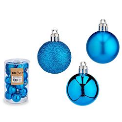 Foto van Krist+ kerstballen - 20x stuks - helder blauw - kunststofa  -4 cma  - kerstbal