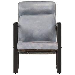 Foto van The living store relaxstoel echt leer - fauteuil - grijs - 60x75x90 cm - gepoedercoat ijzer