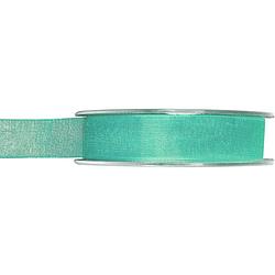 Foto van 1x hobby/decoratie mintgroene organza sierlinten 1,5 cm/15 mm x 20 meter - cadeaulinten