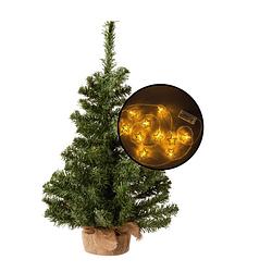 Foto van Mini kerstboom - groen - met 3d sterren verlichting - h60 cm - kunstkerstboom