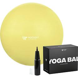 Foto van Rockerz fitness® - yoga bal inclusief pomp - pilates bal - fitness bal - zwangerschapsbal - 65 cm - kleur: geel