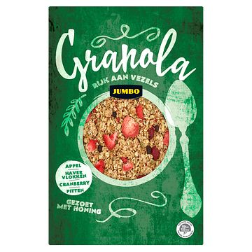 Foto van Jumbo granola appel, havervlokken, cranberry, pitten 350g