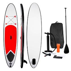 Foto van Sup board - opblaasbaar paddle board - complete set - 305 x 71 cm - max. 100kg - rood/wit