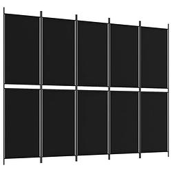 Foto van Vidaxl kamerscherm met 5 panelen 250x200 cm stof zwart