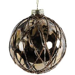 Foto van Non-branded kerstbal mabel 12 cm glas zwart/goud/brons