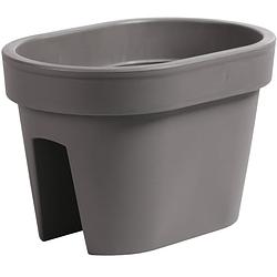 Foto van 1x kunststof balkon plantenpotten/bloempotten taupe 39,6 cm - 12,3 liter - tuin/balkon decoraties