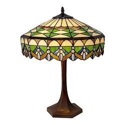 Foto van Haes deco - tiffany tafellamp groen ø 41x57 cm fitting e27 / lamp max 2x60w