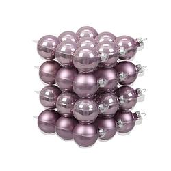 Foto van 72x stuks glazen kerstballen salie paars (lilac sage) 4 cm mat/glans - kerstbal