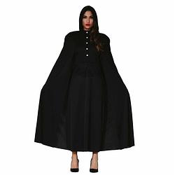 Foto van Halloween - voordelige zwarte mantel met capuchon 135 cm - carnavalskostuums