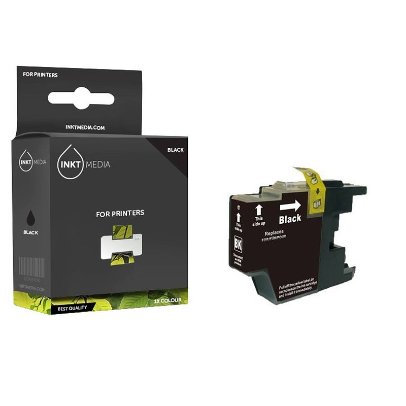 Foto van Inktmedia® -navulinkt - geschikt brother lc-1240bk inktcartridge zwart - navul inkt - refill inkt