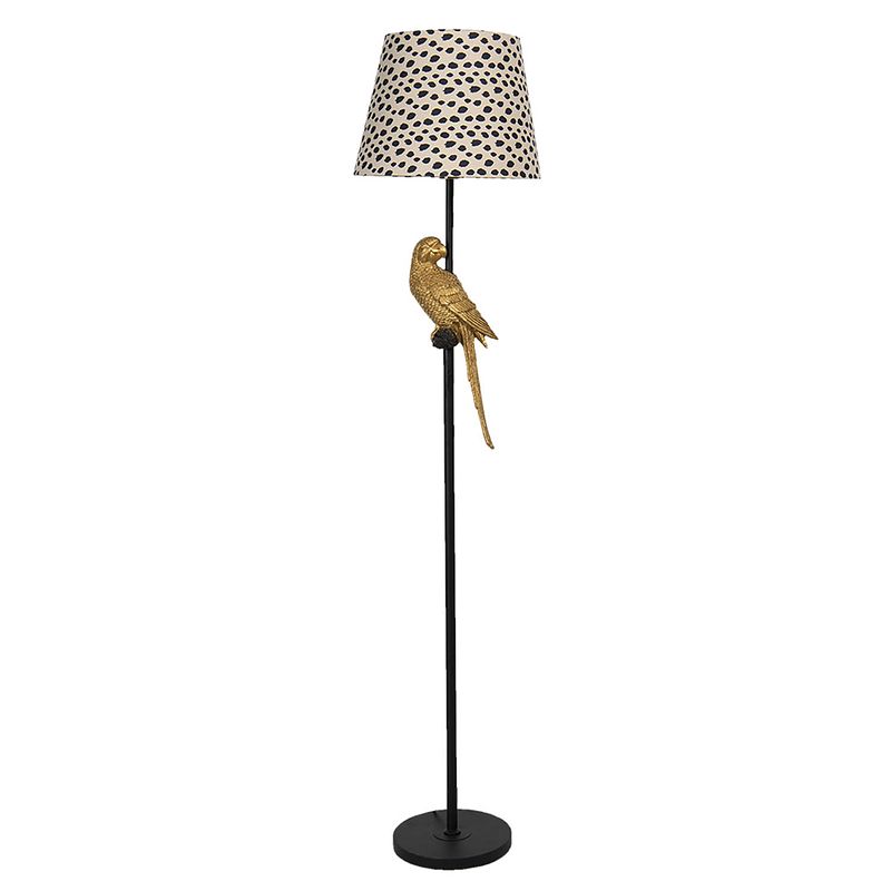 Foto van Clayre & eef vloerlamp ø 37*165 cm zwart beige kunststof rechthoek staande lamp staanlamp zwart staande lamp staanlamp