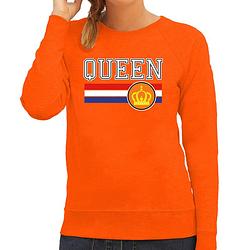 Foto van Queen sweater oranje voor dames - koningsdag truien 2xl - feesttruien