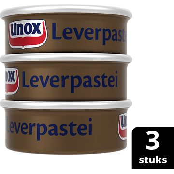 Foto van Unox leverpastei regulier 3 x 56g bij jumbo