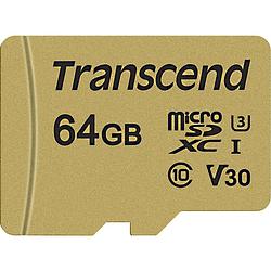 Foto van Transcend premium 500s microsdxc-kaart 64 gb class 10, uhs-i, uhs-class 3, v30 video speed class incl. sd-adapter