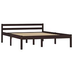 Foto van The living store massief grenenhouten bedframe - 140 x 200 cm - donkerbruin