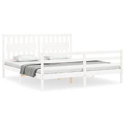 Foto van The living store bedframe wit - grenenhout - 205.5 x 185.5 x 100 cm - 180 x 200 cm - multiplex lattenbodem - montage