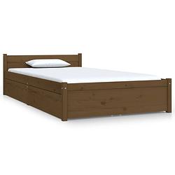 Foto van The living store bedframe grenenhouten - 205.5 x 105.5 x 51 cm - opbergfunctie