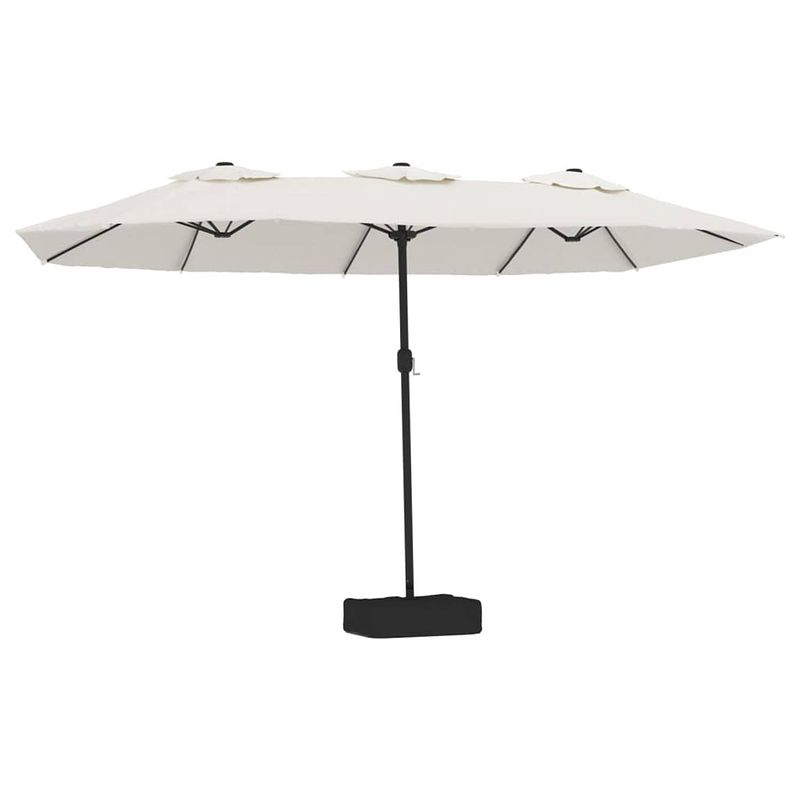 Foto van The living store parasol - dubbel - polyester - zandwit/donkergrijs - 449 x 265 x 245 cm