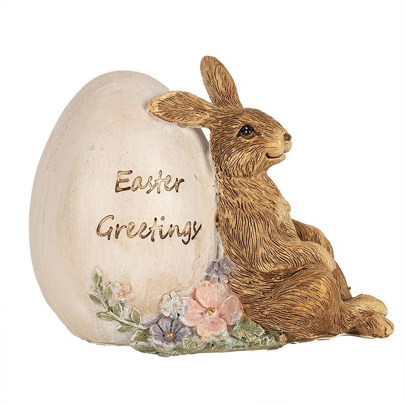 Foto van Clayre & eef beeld konijn 12x7x9 cm bruin polyresin easter greetings bruin