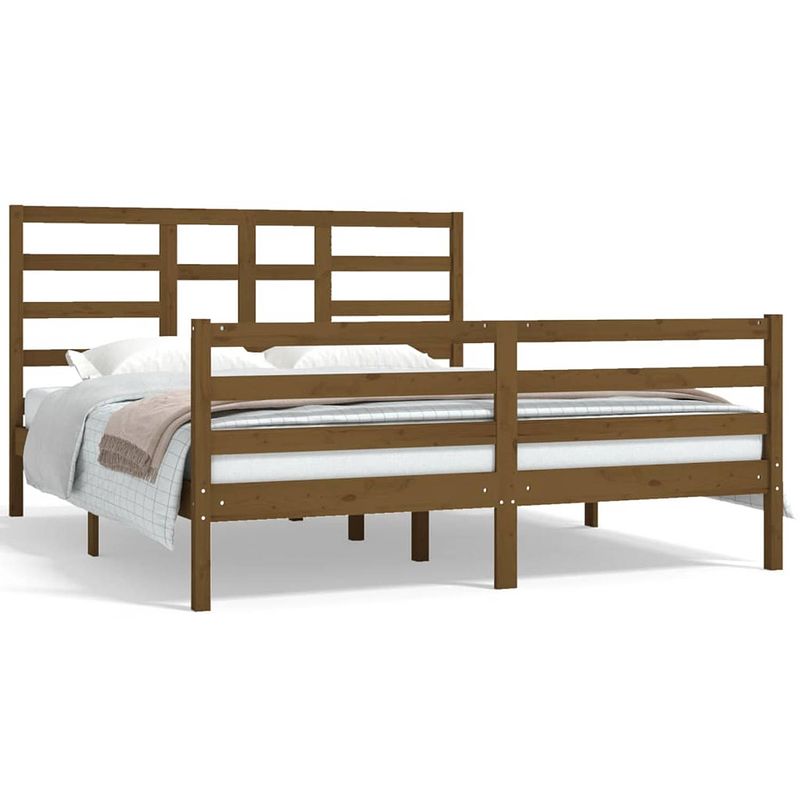 Foto van The living store bedframe massief hout honingbruin 160x200 cm - bed