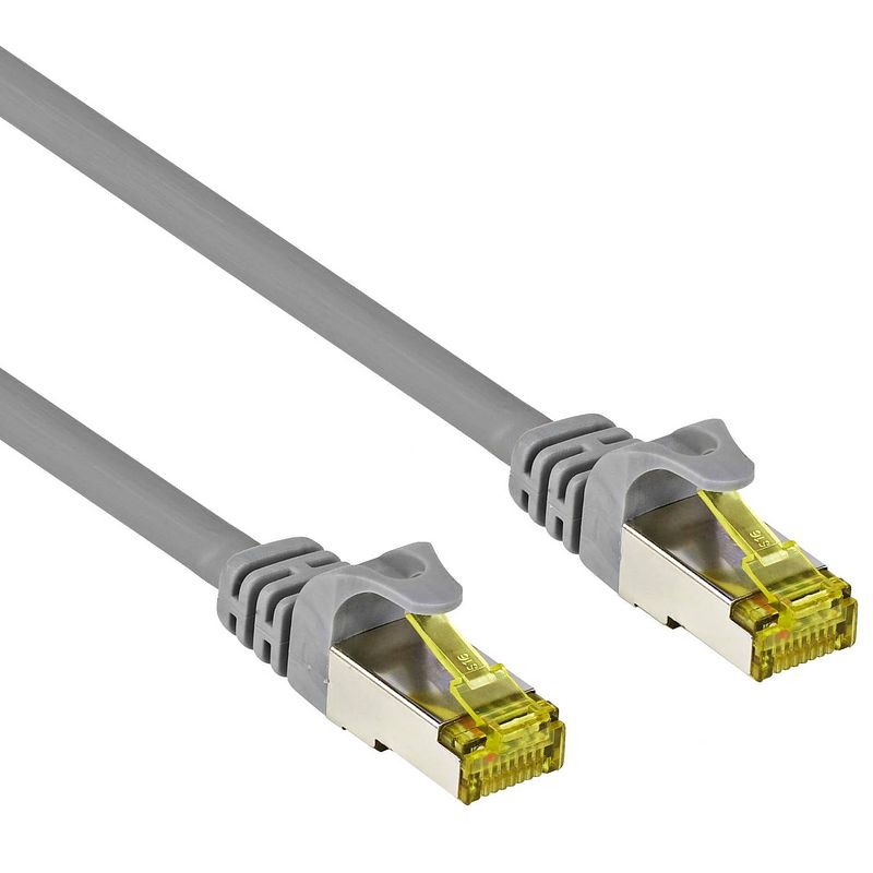 Foto van Cat 7 - s/ftp - netwerkkabel - patchkabel - afgeschermd - 10 gbps - 5 meter - grijs - allteq