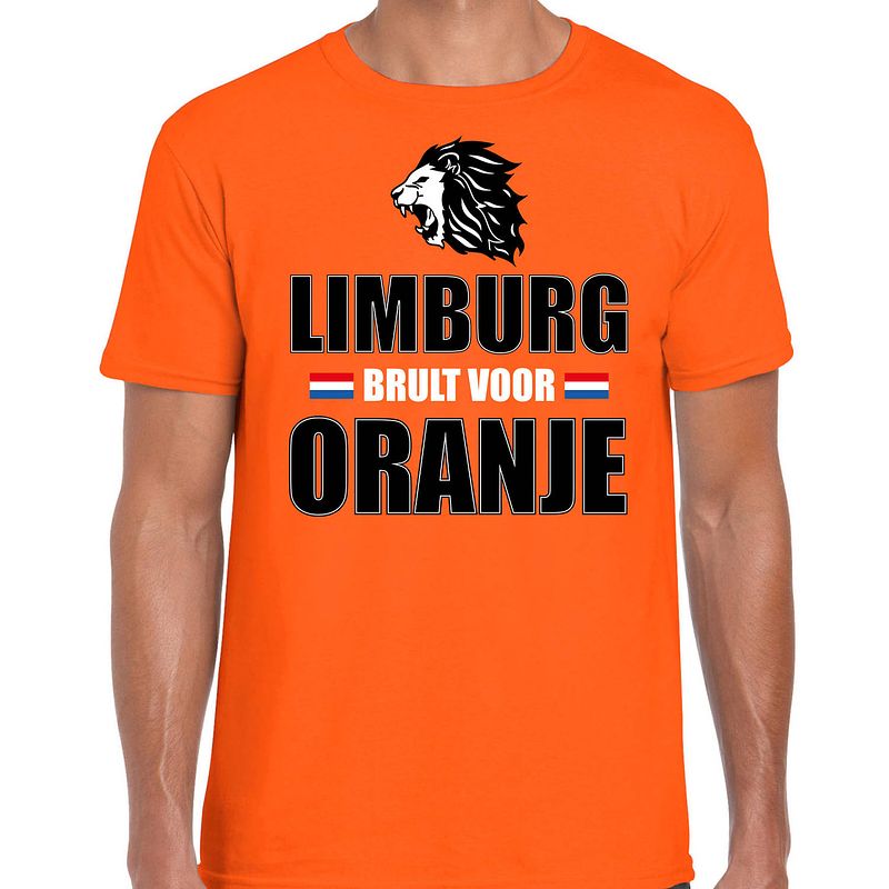 Foto van Oranje ek/ wk fan shirt / kleding limburg brult voor oranje voor heren 2xl - feestshirts