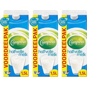 Foto van Campina halfvolle melk 3 x 1, 5l bij jumbo