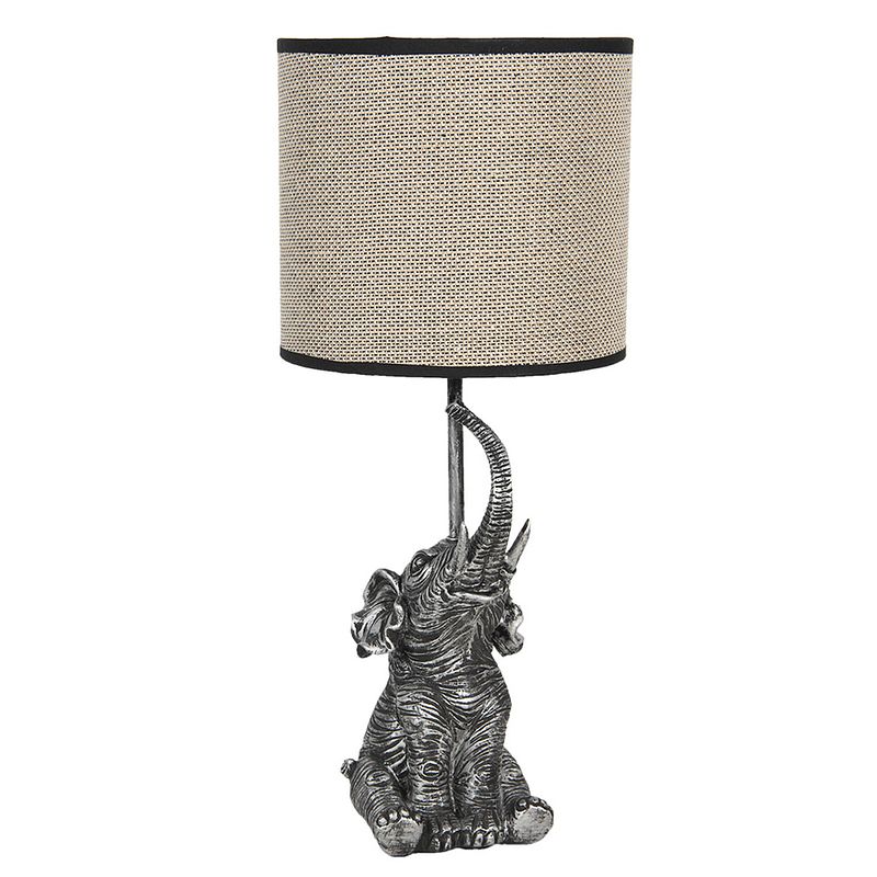 Foto van Haes deco - tafellamp - city jungle - olifant lamp, ø 20x45 cm - beige/grijs - bureaulamp, sfeerlamp, nachtlampje