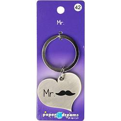 Foto van Paper dreams sleutelhanger mr. hart 10 x 4 cm ijzer zilver