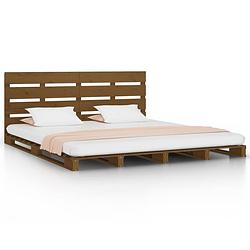 Foto van The living store bedframe grenenhout honingbruin 150x200 cm 5ft king size - bed