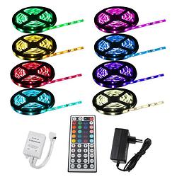 Foto van Led strip smd 5050 rgb 2m met afstandsbediening 44t en voeding 2a 30led/m