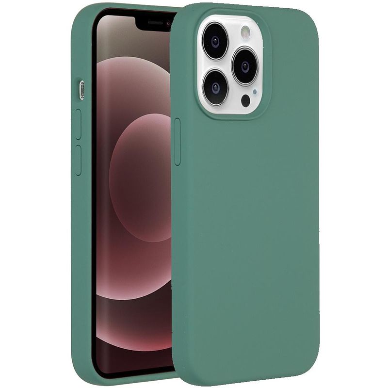 Foto van Accezz liquid silicone voor apple iphone 13 pro max telefoonhoesje groen