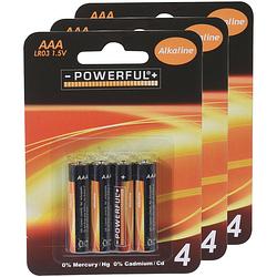 Foto van Powerful batterijen - aaa type - 12x stuks - alkaline - minipenlites aaa batterijen