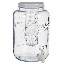 Foto van Glazen drankdispenser/limonadetap met witte kleur dop/tap 8 liter - drankdispensers