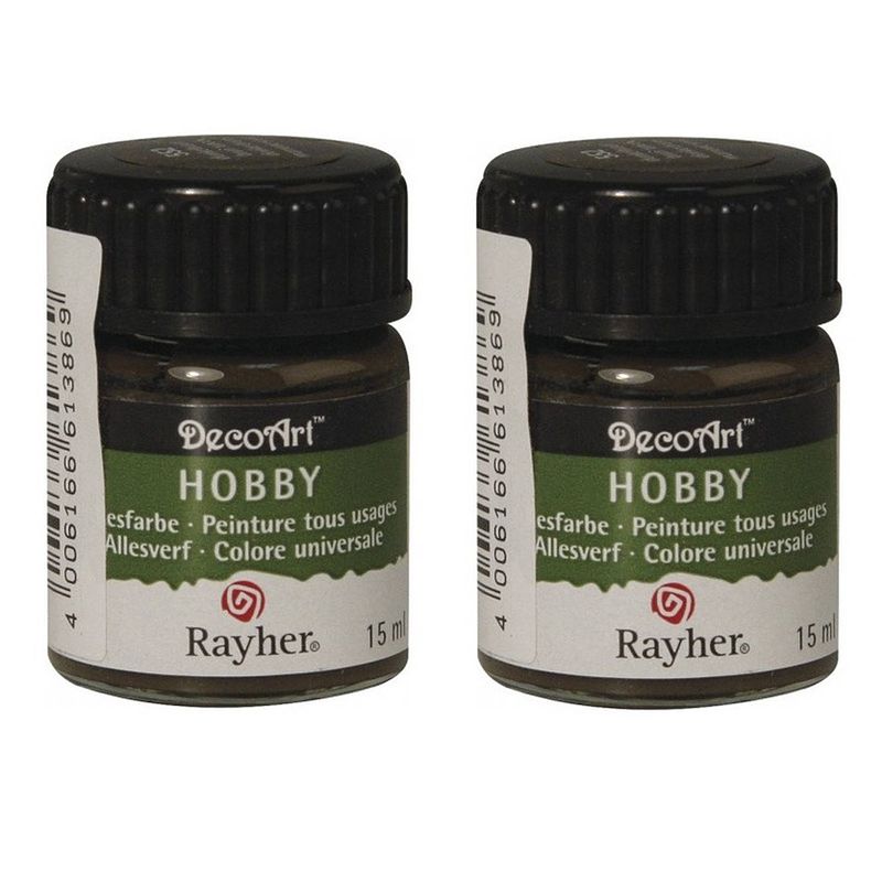 Foto van 2x acrylverf/hobbyverf donkerbruin 15 ml hobby materiaal - hobbyverf