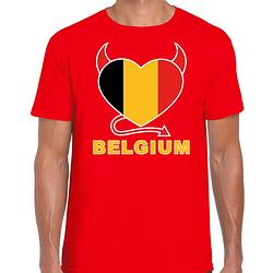 Foto van Rood fan shirt / kleding belgium hart ek/ wk voor heren s - feestshirts