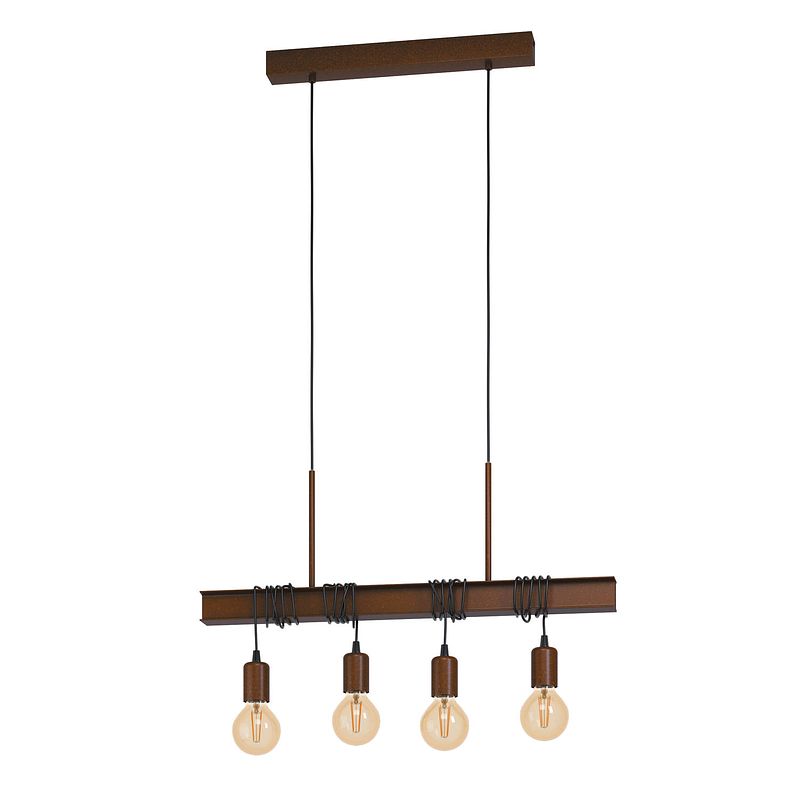 Foto van Eglo townshend 4 hanglamp - e27 - 70 cm - bruin