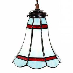 Foto van Haes deco - hanglamp tiffany blauw, rood ø 15x115 cm e14/max 1x25w