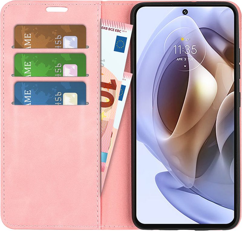 Foto van Just in case wallet magnetic motorola moto g31 / g41 book case roze