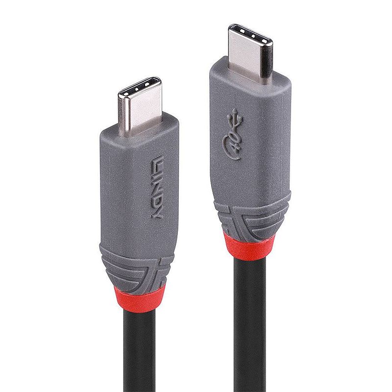 Foto van Lindy usb-kabel usb 4.0 usb-c stekker, usb-c stekker 0.8 m zwart 36947