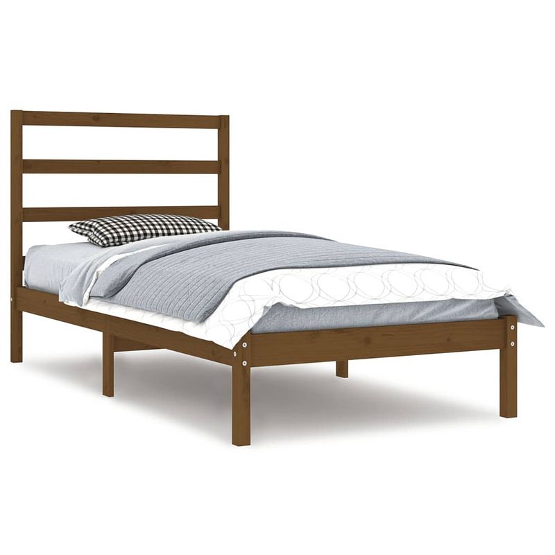 Foto van The living store bedframe grenenhout - modern - 100 x 200 cm - honingbruin